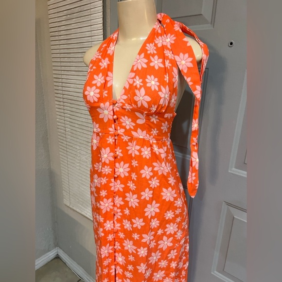 Billabong Hung Up Linen Floral Maxi Dress size Small - Picture 4 of 11